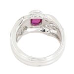 Anello oro bianco 18 kt  fascia Rubino e Diamanti - immagine 5