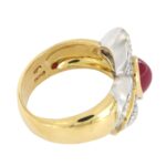 Anello oro giallo 18 kt fiore Rubino e Diamanti - immagine 4