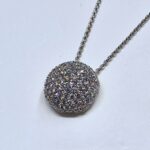 Collier oro bianco 18 kt bottone pavè Diamanti - immagine 3