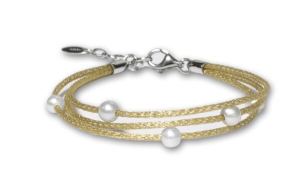 Bracciale Argento 925 color oro e perle