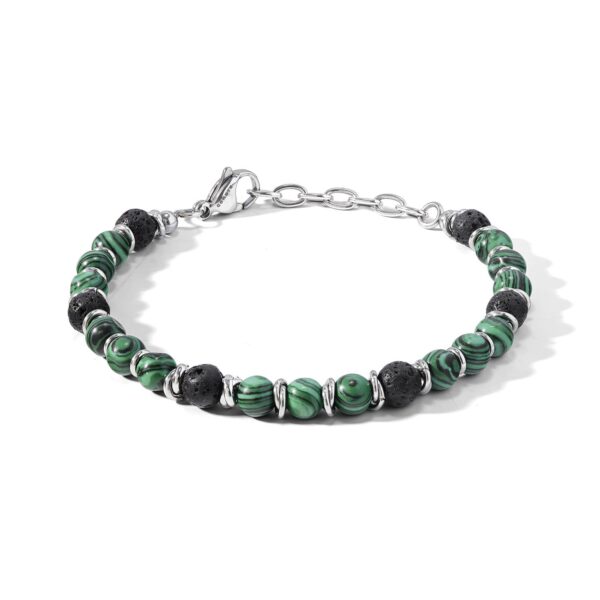 Bracciale in Acciaio malachite verde e pietra ner