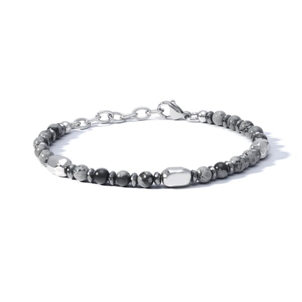 Bracciale in acciaio con Rodocrosite ed Ematite Co